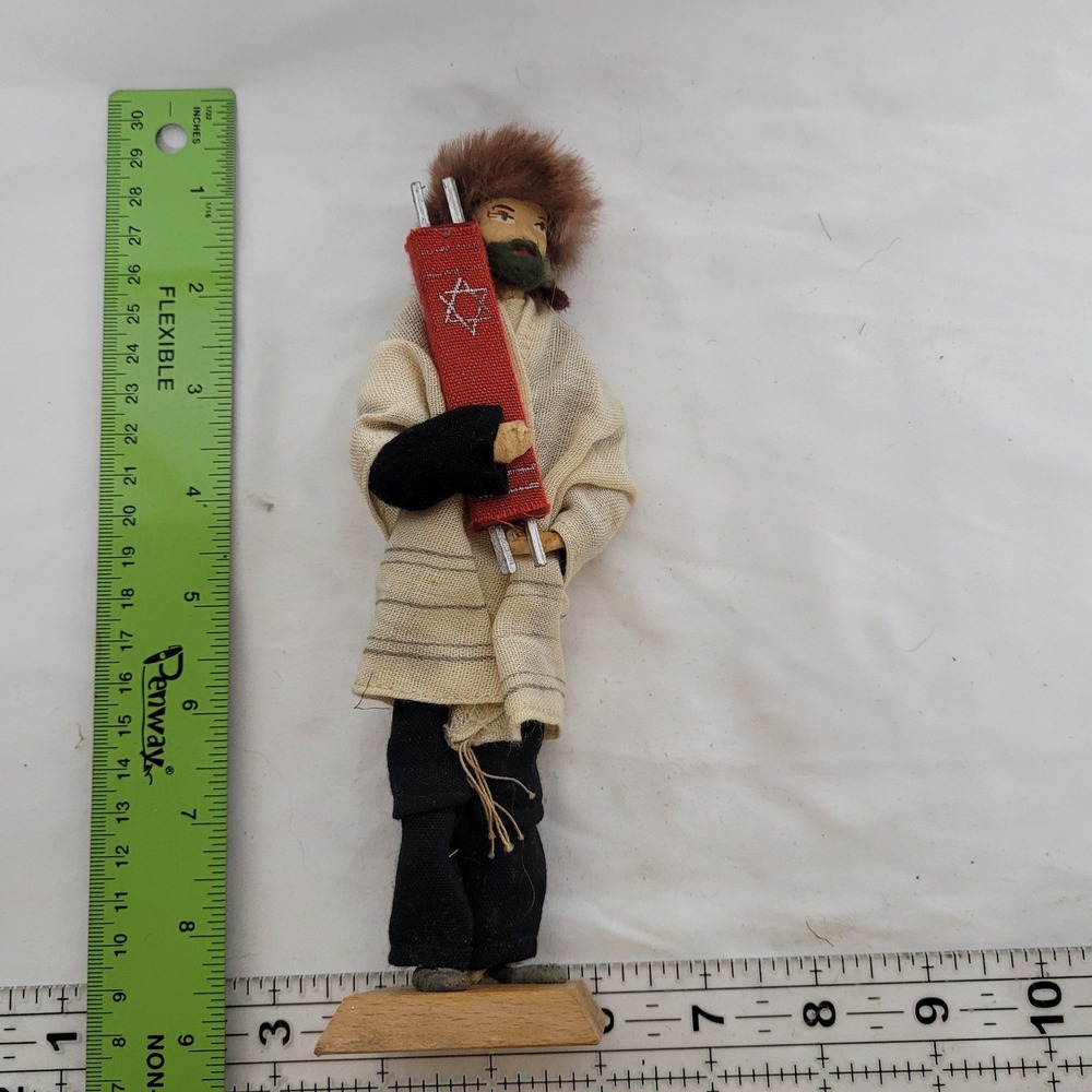 Vintage Handcrafted Jewish Doll Made in Israel Torah Scroll Star of David 6.5"